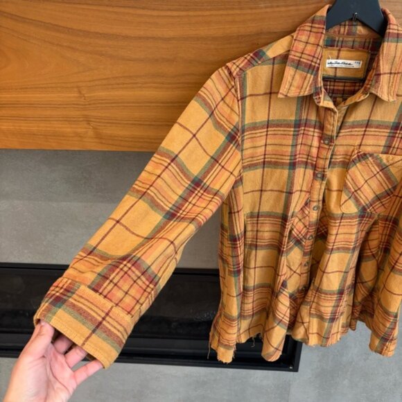Free People We The Free Kalli Plaid Buttondown Shirt Flannel Tunic Top, Size XS - Picture 8 of 12